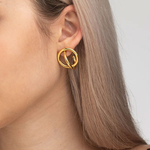 Double Circle Hoop Earrings- 18k Gold Plated