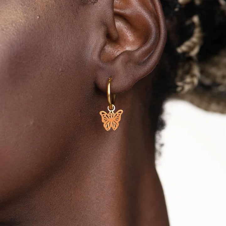Shop Sylvia Butterfly Hoop Earrings- 18k Gold Plated Palmonas-1