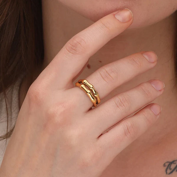 Wobbly Double Ring- 18k Gold Plated