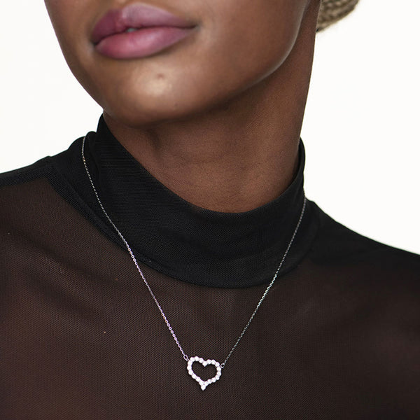 Heart Diamond Necklace- 925 Silver