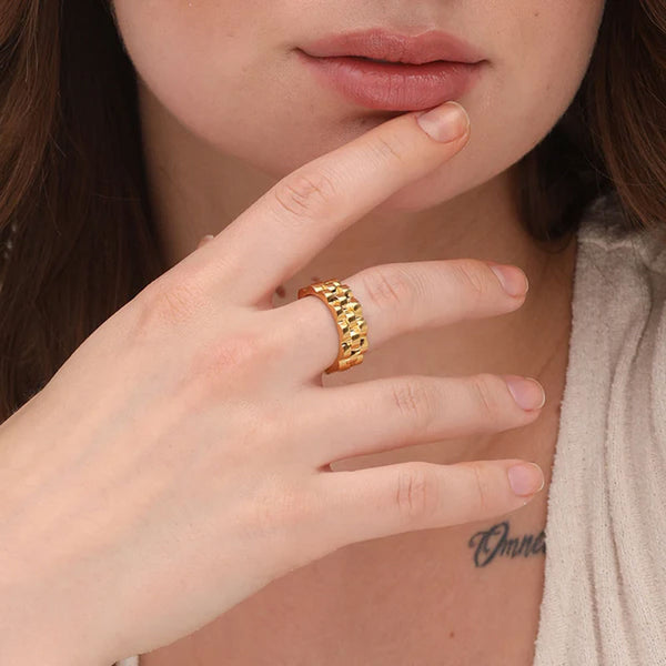 Chunky Chain Ring- 18k Gold Plated