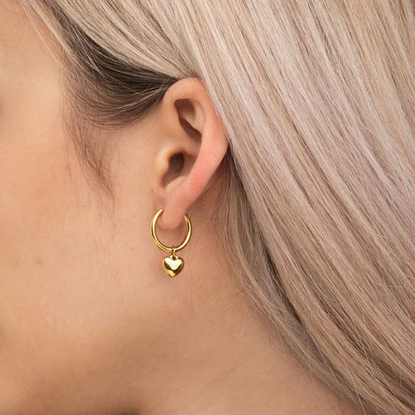 Small Heart Hoop Earrings- 18k Gold Plated