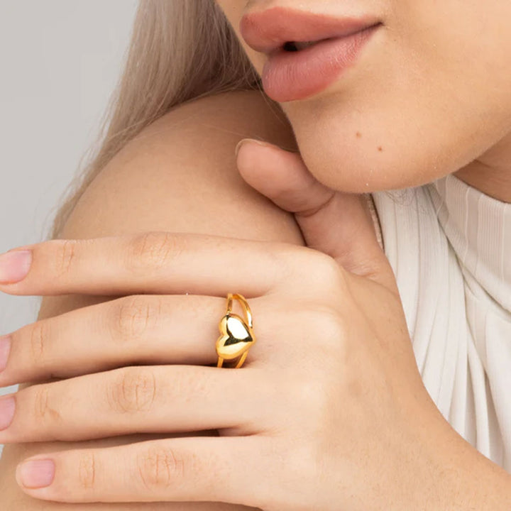 Shop Heart Signet Ring- 18k Gold Plated Palmonas-3