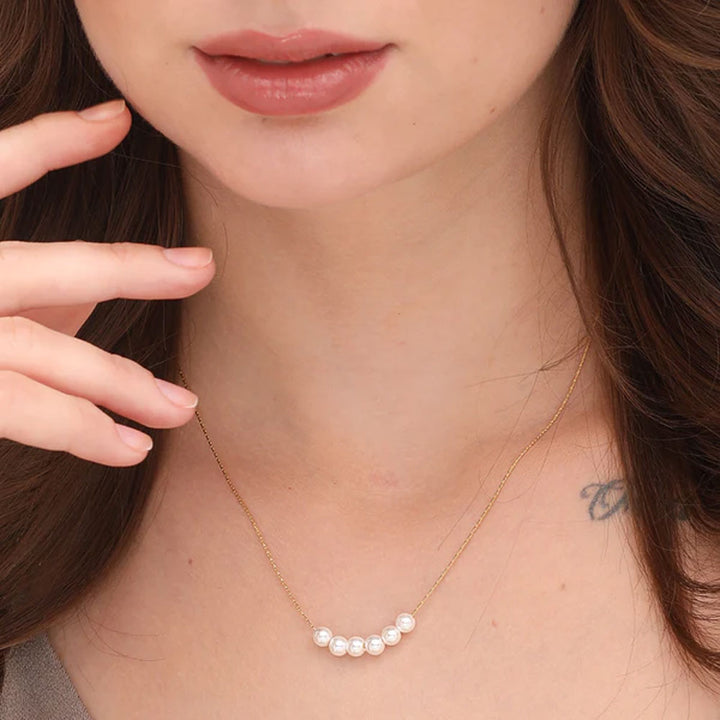 Shop Sakshee Mahesh loves Tiny Pearls Necklace- 18k Gold Plated Palmonas-3