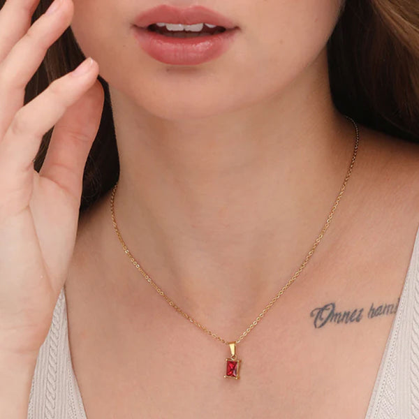 Shop Ruby Red Stone Necklace- 18k Gold Plated Palmonas-1