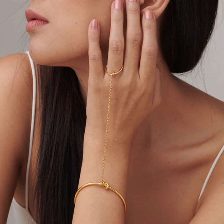 Shop Cuff Bracelet With Ring- 18k Gold Plated Palmonas-3