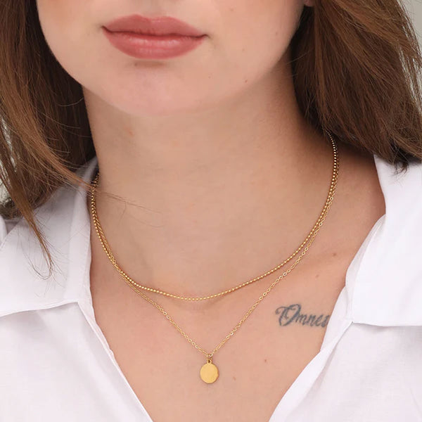 Little Round Two Layer Necklace- 18k Gold Plated