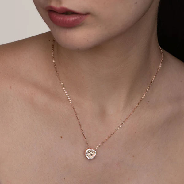 Shop Holographic Heart Necklace- 18k Rose Gold Vermeil Palmonas-1