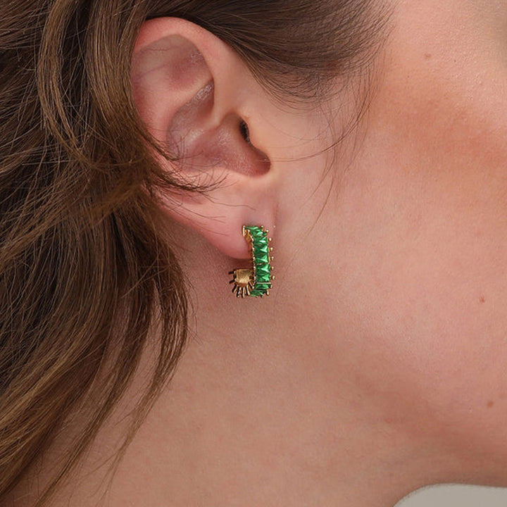 Shop Green Onyx Eternity Hoop Earrings- 18k Gold Plated Palmonas-1