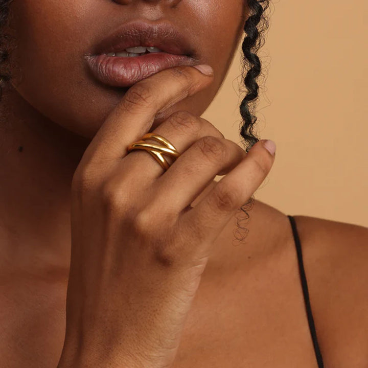 Shop CHUNKY ARTSY RING | 18K Gold Plated Palmonas-4