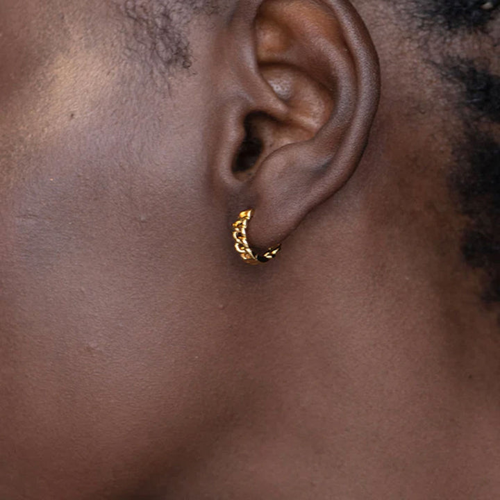 Shop Tiny Chain Hoop Earrings- 18k Gold Plated Palmonas-5