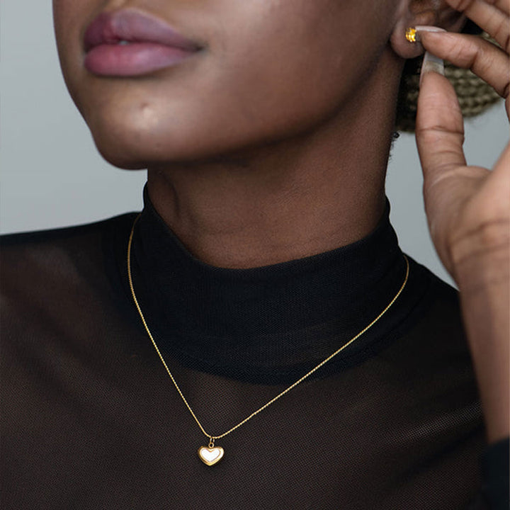 Shop White Heart Necklace- 18k Gold Plated Palmonas-1