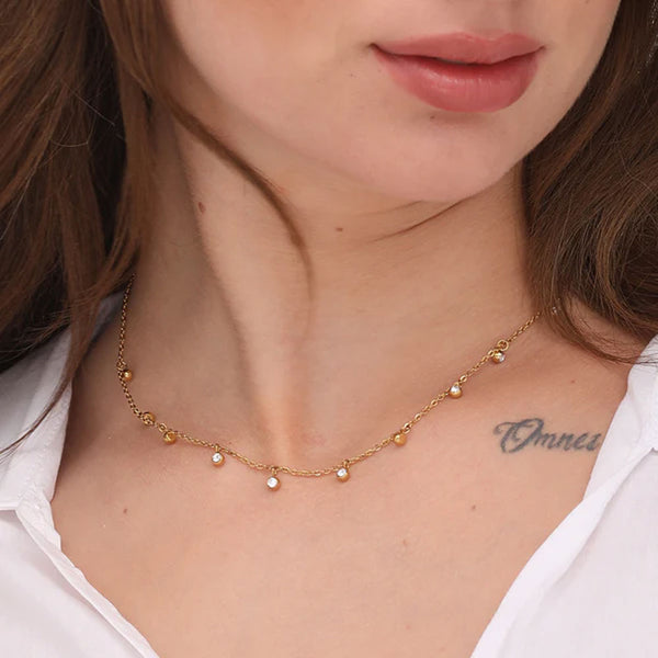 Shop Multiple Stones Necklace- 18k Gold Plated Palmonas-3