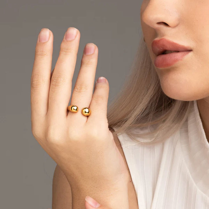 Shop Double Ball Ring- 18k Gold Plated Palmonas-5