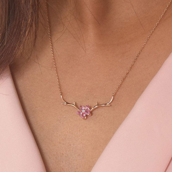 Cherry Flower Necklace- 18k Gold Vermeil