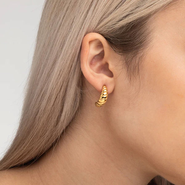 Shop Croissant Style Hoop Earrings- 18k Gold Plated Palmonas-2