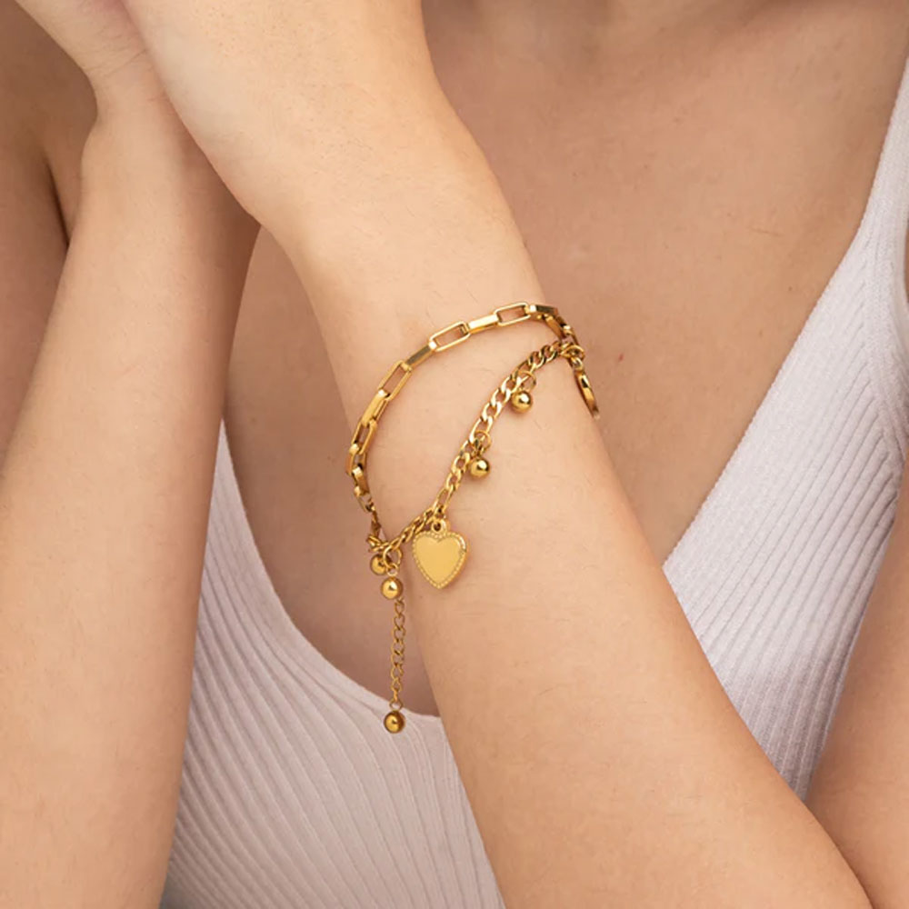 Gold and Silver Chain Bracelet Set for Women, India | Ubuy