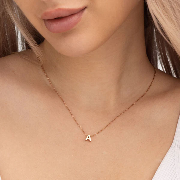 Small Letter Necklace- 18k Rose Gold Plated
