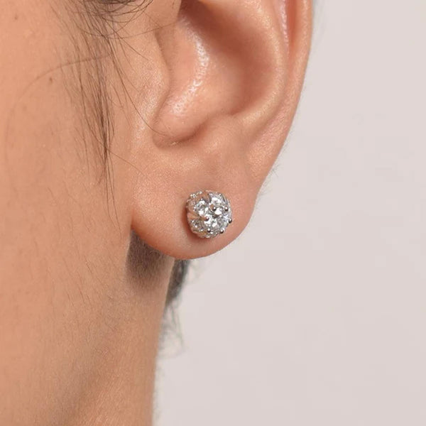 Bezel Jewel Stud Earrings- 925 Silver