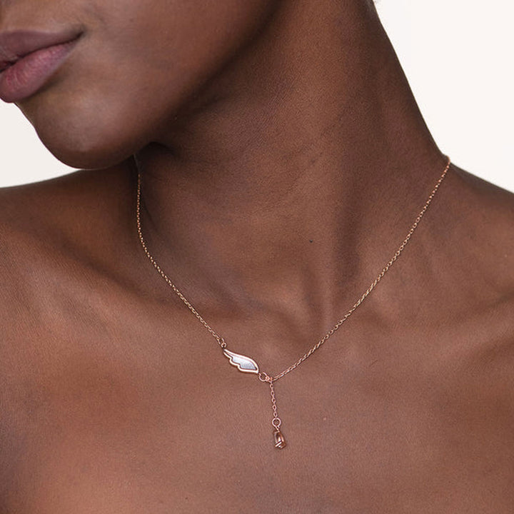 Shop Plumes Solitaire Necklace- 18k Rose Gold Plated Palmonas-1