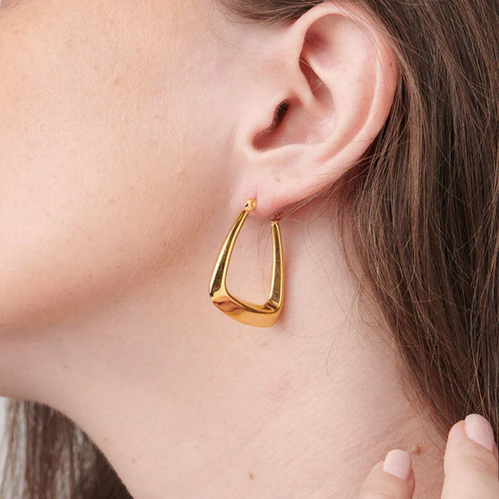 Shop Triangle Shape Hoop Earrings- 18k Gold Plated Palmonas-1