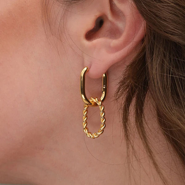 Double Rings Hoop Earrings- 18k Gold Plated