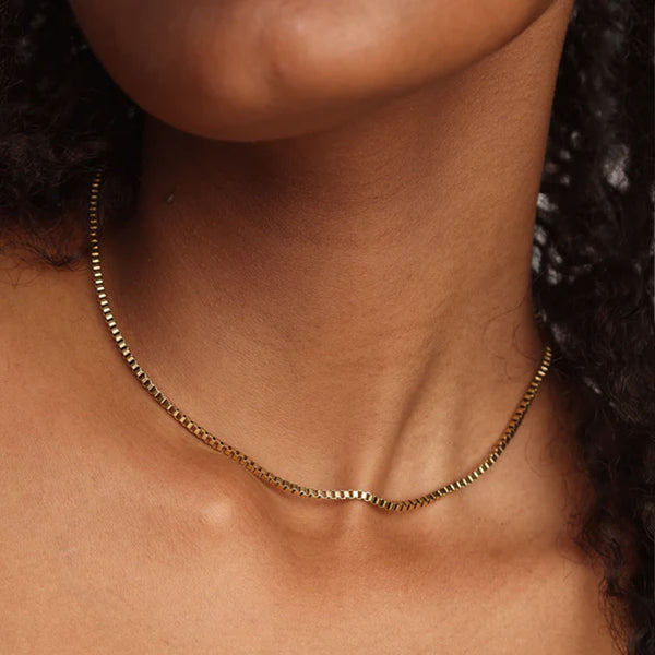 Box Chain Necklace- 18k Gold Plated