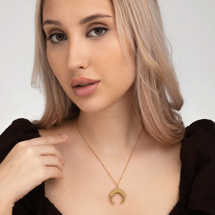 Shop Horn Meural Necklace- 18k Gold Plated Palmonas-4