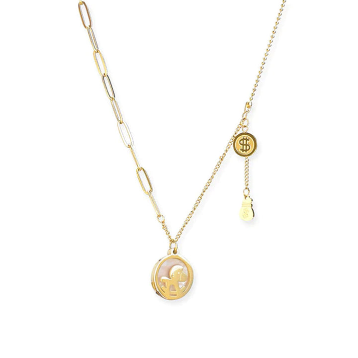Shop Unicorn White Pearl Enamel Necklace | 18k Gold Plated Palmonas-5