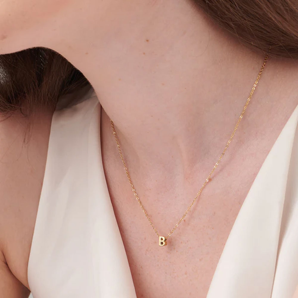 Shop Small Letter Necklace- 18k Gold Plated Palmonas-4