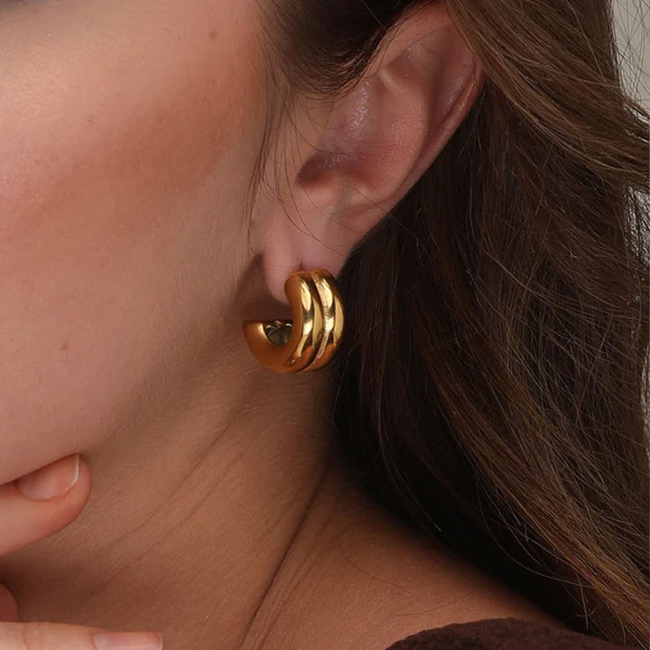 Shop Plain Chunky Hoop Earrings- 18k Gold Plated Palmonas-5