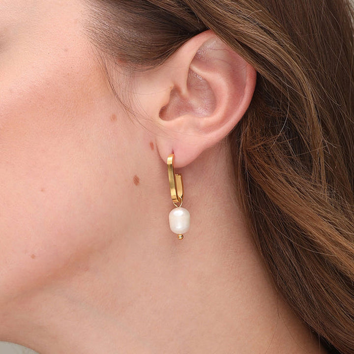 Shop Bold Pearl Dangle Earrings- 18k Gold Plated Palmonas-2