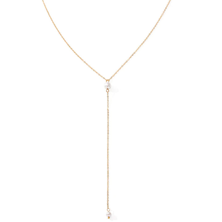 Shop Dangling Pearl Necklace | 18k Gold Plated Palmonas-2