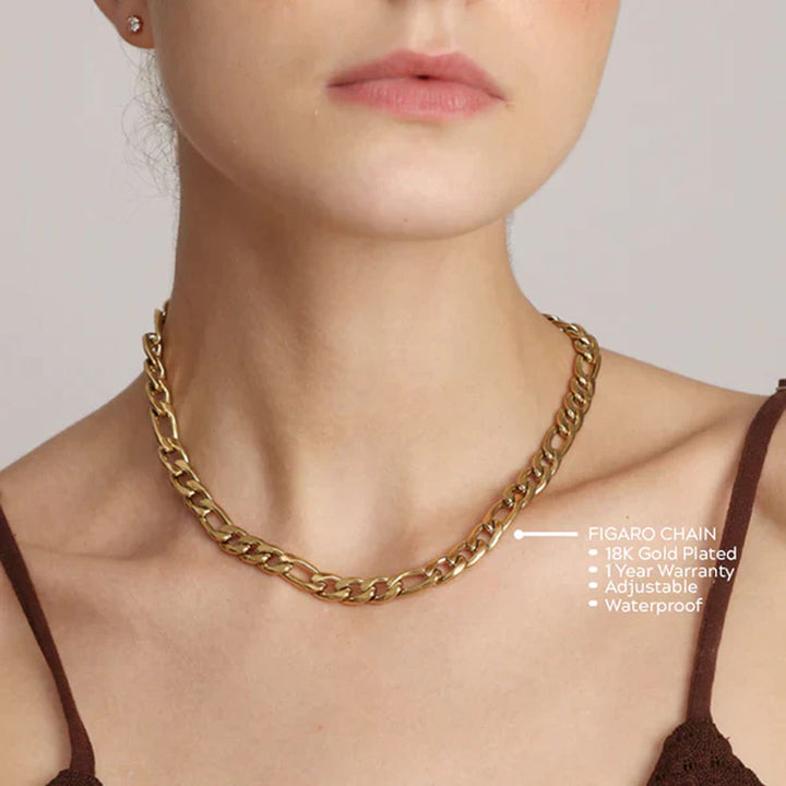 Shop Figaro Chain Necklace- 18k Gold Plated Palmonas-3