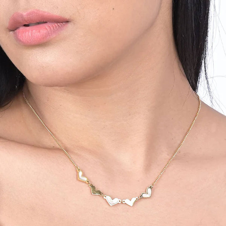 Shop Heart White Pearl Enamel Necklace | 18k Gold Vermeil Palmonas-1