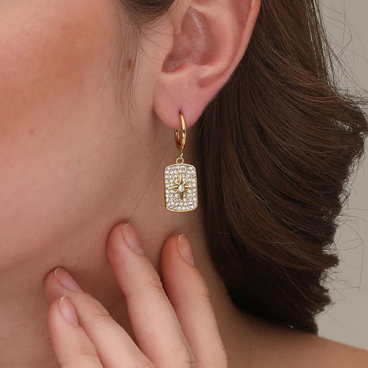 Shop Stones Sparkle Dangle Earrings- 18k Gold Plated Palmonas-1
