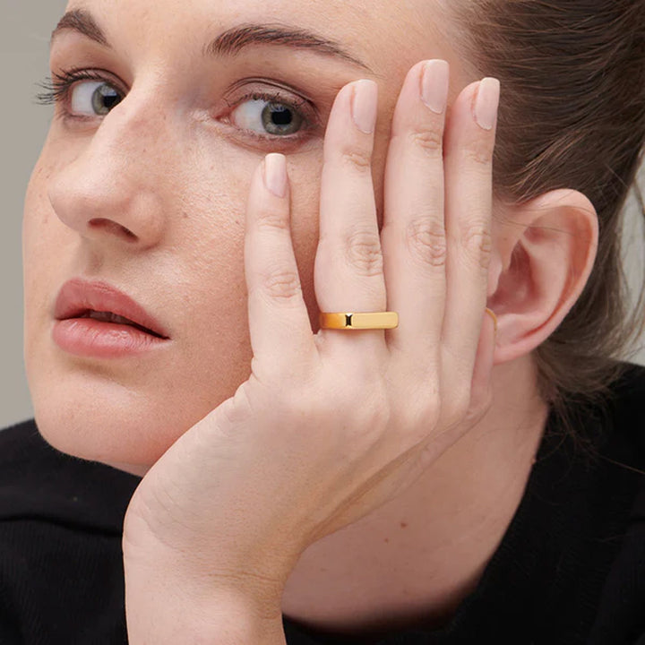 Shop Plain Bar Ring- 18k Gold Plated Palmonas-4