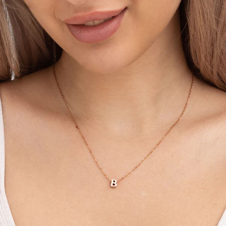 Shop Small Letter Necklace- 18k Rose Gold Plated Palmonas-3