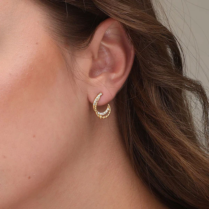 Shop Almond Stones Stud Earrings- 18k Gold Plated Palmonas-5