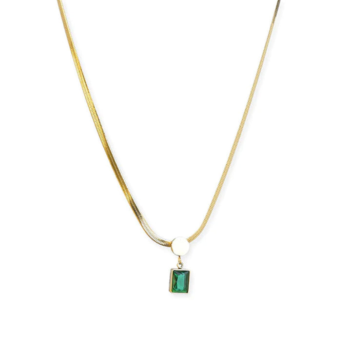 Shop Green Emerald Snake Chain Necklace | 18k Gold Plated Palmonas-4