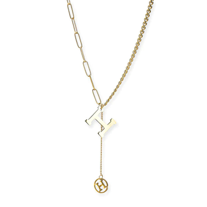 Shop Bold H Paperclip Cuban Chain Necklace- 18k Gold Plated Palmonas-4