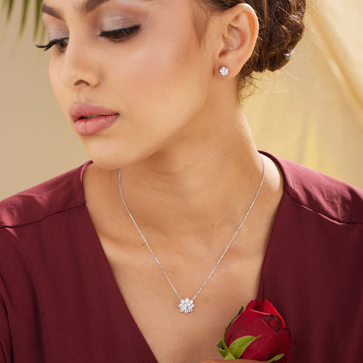 Shop Flower Solitaire Necklace- 925 Silver Palmonas-4