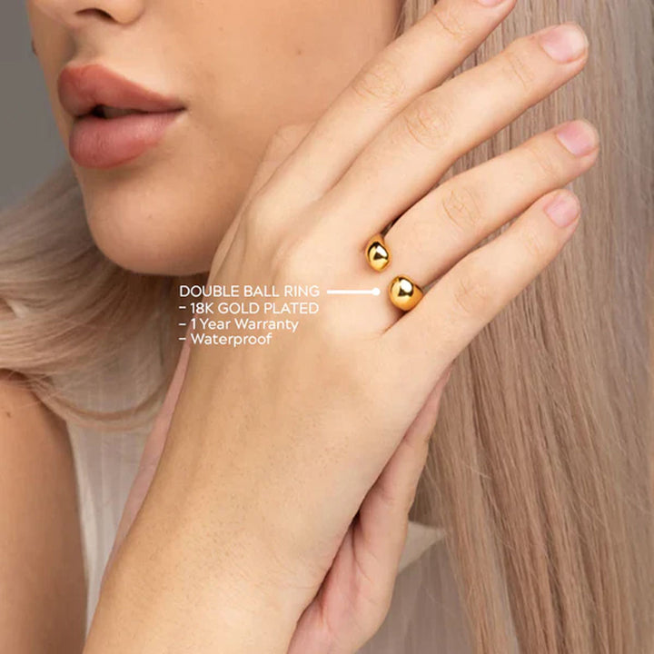 Shop Double Ball Ring- 18k Gold Plated Palmonas-3