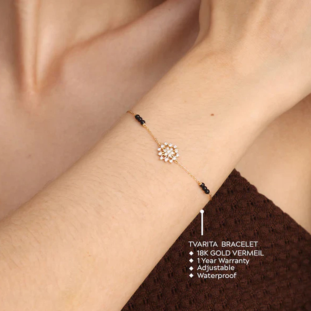 Buy 18K Gold Plated Silver Solitaire Mangalsutra Bracelet Online | March -  March Jewellery by FableStreet