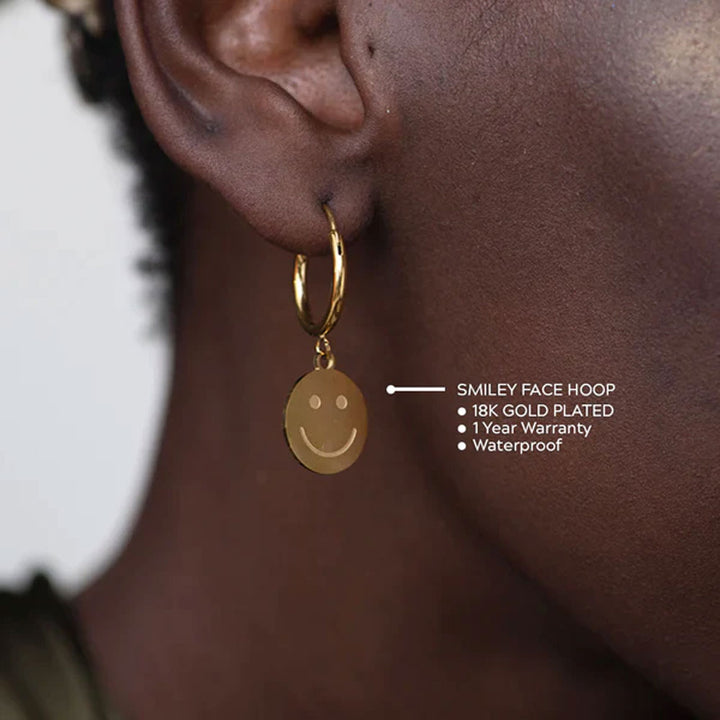 Shop Smiley Face Hoop Earrings- 18k Gold Plated Palmonas-2