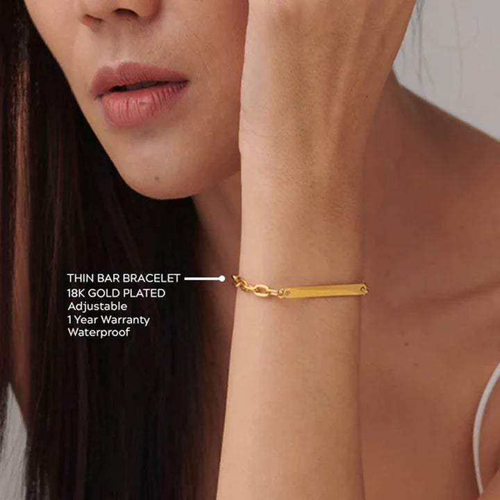 Shop Thin Bar Bracelet- 18k Gold Plated Palmonas-2