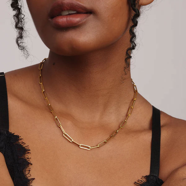 Paperclip Chain Necklace- 18k Gold Plated