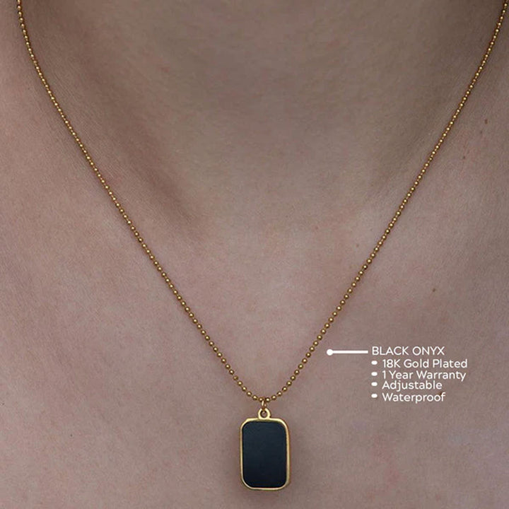 Shop Black Onyx Necklace- 18k Gold Plated Palmonas-5