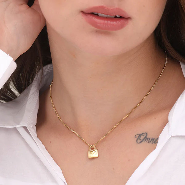 Shop Heart Lock Necklace- 18k Gold Plated Palmonas-6
