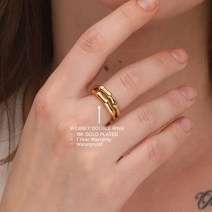 Shop Wobbly Double Ring- 18k Gold Plated Palmonas-2